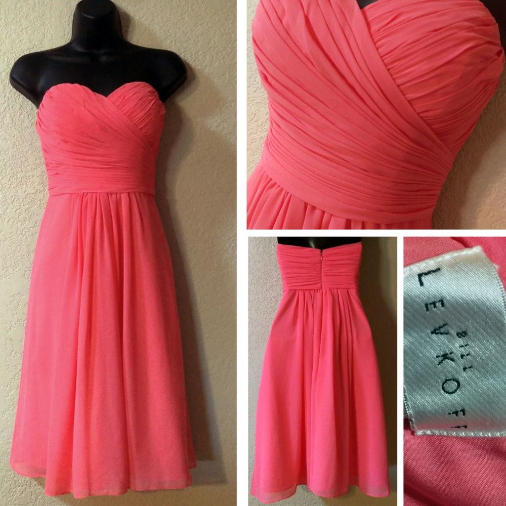 LIKE NEW Bill Levkoff 323 coral short gown 4